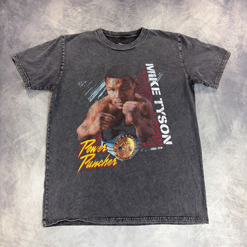 Mike Tyson Collection T-Shirt Mens Medium Black Acid Wash Power Puncher Graphic